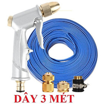 Bộ dây vòi xịt nước rửa xe,tưới cây . tăng áp 3 lần,loại 3m, 5m 206701 đầu đồng,cút đồng,nối đồng+ tặng đai