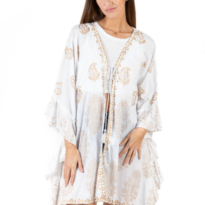 Áo Khoác Đầm Trắng Ánh Kim Cotton Isla Bonita