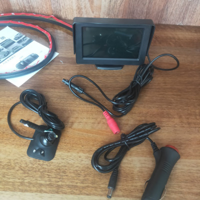 Trọn bộ MÀN HÌNH kèm Camera soi lề ô tô gắn gương cắm tẩu không đấu YOELBAER góc quay rộng không khoan