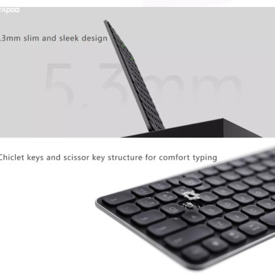 [ Hàng Chính Hãng ] Bàn phím không dây Rapoo E9050L - Bluetooth & WIFI 2.4G - dùng cho Windows & Mac - BH 24 tháng