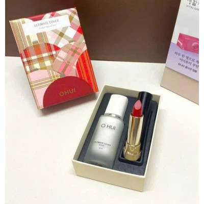 Set Kem Lót Ohui Ultimate Cover Primer 30ml Tặng Son