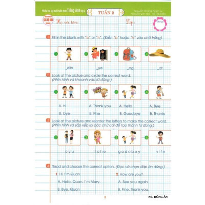 Sách - Phiếu Bài Tập Cuối Tuấn Môn Tiếng Anh Lớp 3 - Biên Soạn Theo Chương Trình GDPT Mới - Hồng Ân