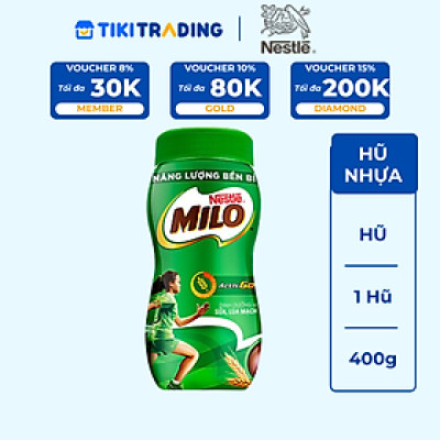 Sữa lúa mạch Nestlé MILO Nguyên chất 400g (hũ nhựa) - Giao mẫu ngẫu nhiên