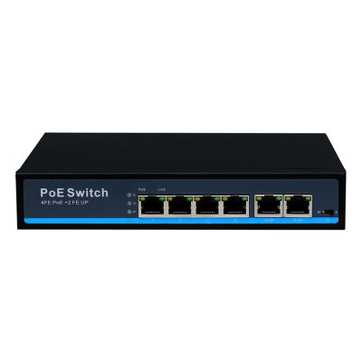 6 Port Fast Ethernet unmanaged, 4 Port PoE Switch