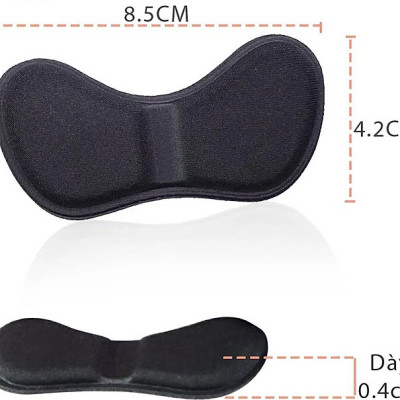 Bộ 2 cặp lót giày 4D bảo vệ gót chân và chống tuột gót giày (loại bầu) 1 CẶP KEM VÀ 1 CẶP ĐEN