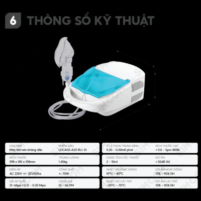 Máy xông khí mũi họng 2 trong 1 LUCASS A22 nhập khẩu chính hãng, xông khí dung, xông mũi, xông họng, bảo vệ hô hấp cho người lớn và trẻ em
