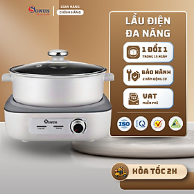 Nồi Lẩu Điện SOWUN SW6023 5L Hàng Chính Hãng, Đế Tách Rời Chống Dính Có Thể Chiên Xào Nấu Hoặc Dùng Để Ăn Lẩu