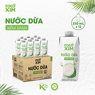THÙNG 12 Hộp Nước dừa đóng hộp Cocoxim Xanh dung tích 330ml/Hộp