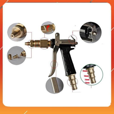 Bộ dây vòi xịt nước rửa xe, tưới cây , tăng áp 3 lần, loại 3m, 5m 206236 đầu đồng,đai,nối nhựa đen+  mở chai