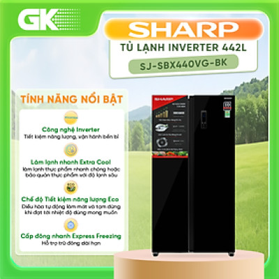 Tủ Lạnh Sharp 442 Lít SJ-SBX440VG-BK Inverter - Hàng Chính Hãng (Chỉ giao HCM)