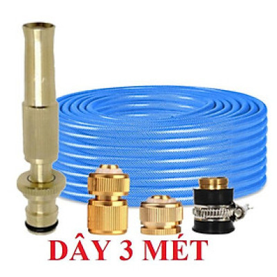 Bộ dây vòi xịt nước rửa xe, tưới cây . tăng áp 3 lần, loại 3m, 5m 206587Vđầu đồng, cút đồng, d.vàng