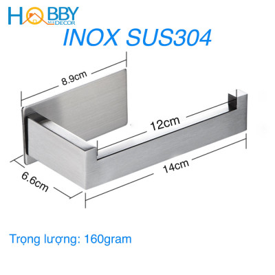 Kệ để cuộn giấy vệ sinh dán tường inox 304 Hobby Home Decor G12 có keo