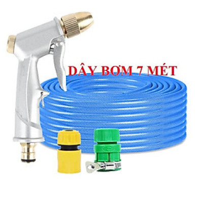  Bộ dây vòi xịt nước rửa xe, tưới cây . tăng áp 3 lần, loại 7m, 10m 206701 đầu đồng, cút, nối PE
