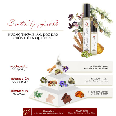 Santal by Jubilé - Tinh dầu nước hoa Pháp nữ Dạng lăn 12ml Thơm Lâu, Sang Trọng, Quyến Rũ