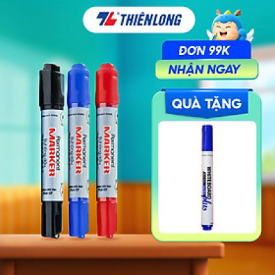 Combo 5/10/20 Bút lông dầu Thiên Long PM-07 2 đầu bút kích thước 0.8 mm và 6mm, 3 màu mực xanh/đỏ/đen, bám dính tốt trên nhiều bề mặt