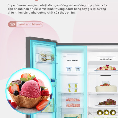 Tủ Lạnh Hisense Inverter Side By Side RS668N4EW-PU 519 Lít tiết kiệm điện, bảo hành 3 năm - HÀNG CHÍNH HÃNG