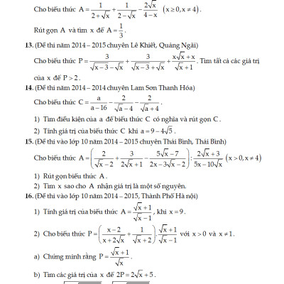 Các Chuyên Đề Bồi Dưỡng Học Sinh Giỏi Đại Số Lớp 9
