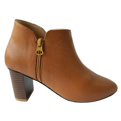 Giày Boot Nữ Cổ Thấp Da Bò Thật BIGGBEN Cao 7 phân BON6