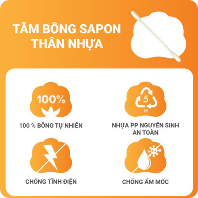 [Lố 6 túi ] Tăm bông vệ sinh người lớn NOVA thân nhựa [TB01-015] túi 200 que