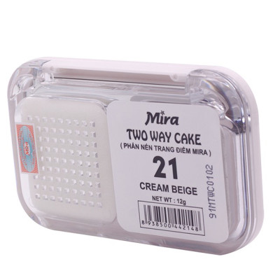 Phấn nén trang điểm siêu mịn Mira Two Way Cake Hàn Quốc 12g No.13 Bright Beige tặng kèm móc khoá
