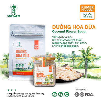 Đường hoa Dừa SOKFARM Hũ 135gr - Ngon ngọt tự nhiên, không sợ tăng cân, phù hợp với trẻ em, người đường huyết cao và tiểu đường type 2.