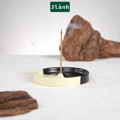 Đĩa Hứng Nhang Thủ Công 3 Lành Bằng Gốm Tối Giản Màu Đối Xứng Phong Cách Thiền Nhật Đựng Tàn Nhang Giữ Sạch Bàn