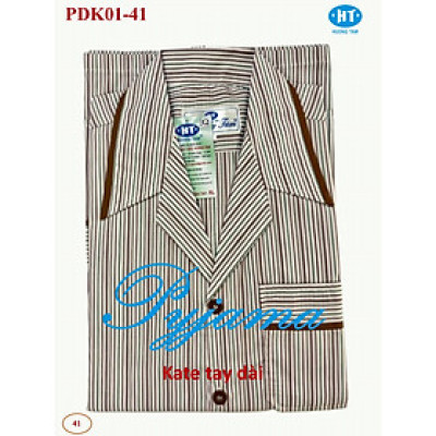 Bộ Pyjama HUONGTAM Kate tay dài nam cao cấp(PDK01N15). Chất liệu Kate loại tốt:  mềm mại, thoáng mát, không phai màu.