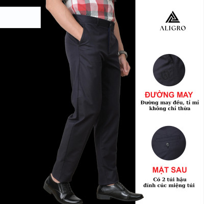 Quần kaki nam ALIGRO chất liệu kaki mềm mịn cao cấp dáng slimfit màu đen ALGK073