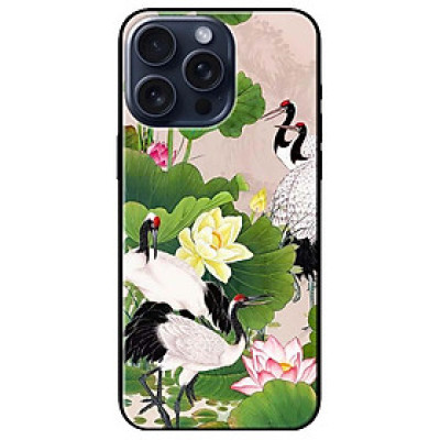 Ốp lưng dành cho Iphone 15 - Iphone 15 Plus - Iphone 15 Pro - Iphone 15 Pro Max - Sen Và Hạc - Hàng Chính Hãng