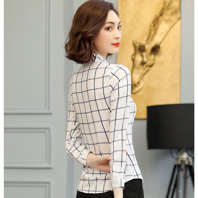 Áo sơ mi nữ công sở kẻ sọc caro thiết kế tay dài phong cách thời trang công sở Hàn Quốc Mã 11