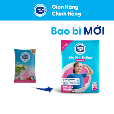 Thùng 48 Bịch Sữa Tiệt Trùng Dutch Lady Cô Gái Hà Lan Hương Dâu 180ml