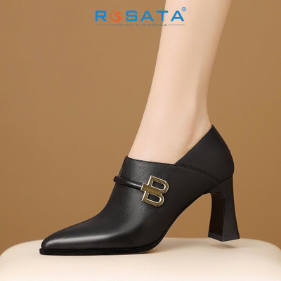 Boots thời trang nữ cổ thấp ROSATA RO688 -7F- Đen,Nude -HÀNG VIỆT NAM-BKSTORE