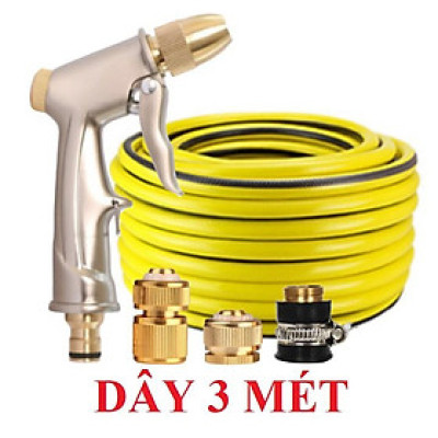 Bộ dây vòi xịt nước rửa xe, tưới cây . tăng áp 3 lần, loại 3m, 5m 206701-1 đầu đồng,cút đồng,nối đồng+ tặng đai