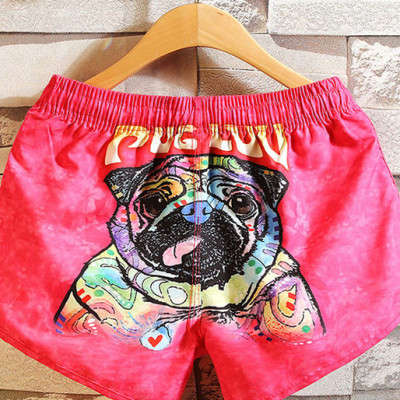 Quần Đi Biển Đôi - Quần Đùi Đôi - Thời Trang Đôi Mùa Hè - Quần Short Cặp Đôi SZone SQ220 Pink Pug