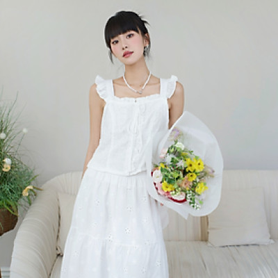 Áo kiểu tay bèo cổ vuông thích hợp đi làm đi chơi Chandra Miều Est.2013