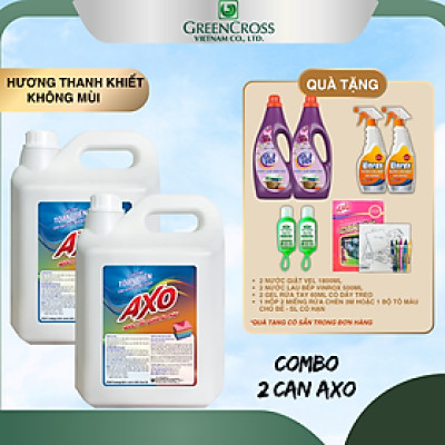 COMBO 2 CAN Nước tẩy quần áo màu đánh bay vết bẩn AXO 5 Lít Tiết Kiệm - Hương Thanh Khiết