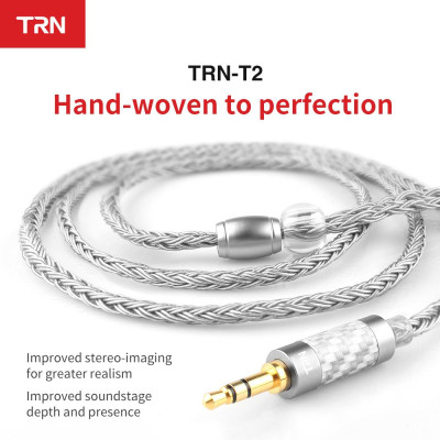 Cáp TRN T2 HiFi có thể tháo rời 16 lõi dây cắm tai nghe 3,5 mm được mạ bạc