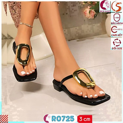 [THỜI THƯỢNG]  Dép Xỏ Ngón Nữ Bản Lớn Cao 3cm RO725 ROSATA - Thiết Kế Nổi Bật - Nâng Tầm Phong Cách