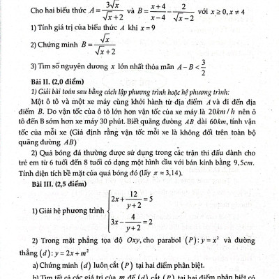 Giới Thiệu Đề Thi Lớp 9 Vào Lớp 10 Môn Toán Không Chuyên
