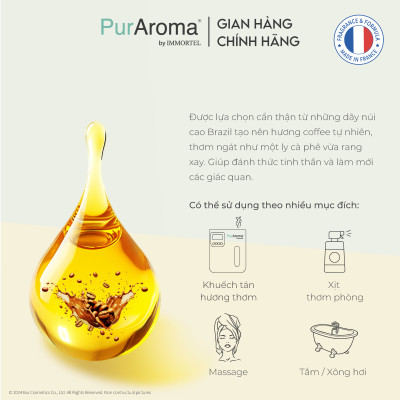 (Đậm Đặc | Chai Lớn) Tinh dầu CÀ PHÊ nguyên chất PurAroma by IMMORTEL - Chính hãng Pháp