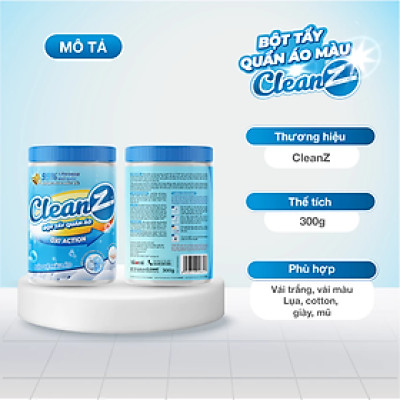 Bột tẩy quần áo màu CleanZ 300g đánh bay vết bẩn, ố màu