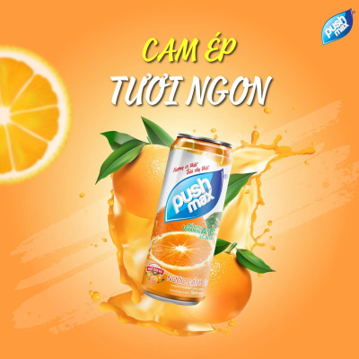 Lốc 6 Lon Cam Ép Pushmax Hương Vị Tự Nhiên (320ml x 6 Lon)