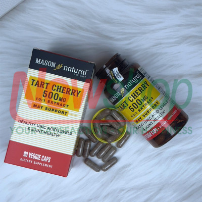 Tart Cherry 500mg Mason Natural Hộp 90 viên giảm acid uric gây Gout giúp khớp vận động linh hoạt
