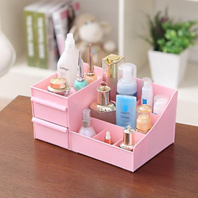 Kệ Đựng Mỹ Phẩm - Hộp Đựng Đồ Trang Điểm, Make up Bằng Nhựa 3 Tầng 2 Ngăn Cao Cấp