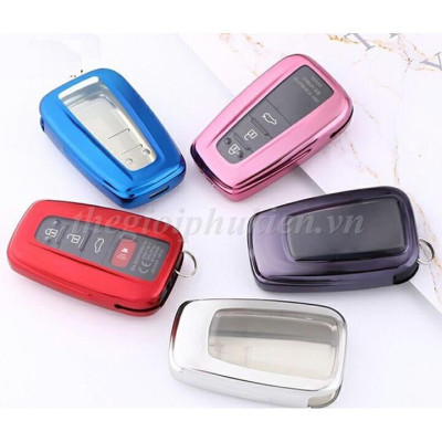 Ốp, bọc chìa khóa silicon màu tráng gương bảo vệ chìa khóa cho xe Toyota Corolla Cross kèm móc đeo INOX