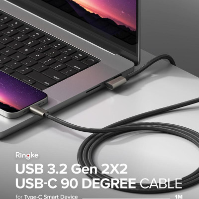 Cáp sạc nhanh 240W RINGKE 90 Degree USB-3.2 Gen 2X2 USB-C Cable - Hàng Chính Hãng