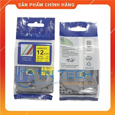 Nhãn In HZE-631 - Đen nền vàng 12mm x 8m - Dùng cho máy in BROTHER - AIMO - PUTY [Hàng nhập khẩu]