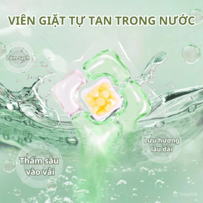 Hộp 140 Viên Giặt Xả 5 Trong 1 Siêu Sạch Siêu Thơm Tho Kháng Khuẩn 99% Hương Hoa Trà