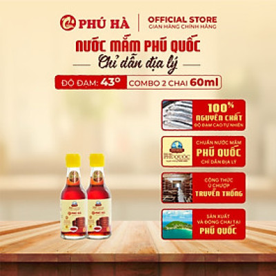 Nước mắm Phú Quốc Chỉ Dẫn Địa Lý Phú Hà 43 độ đạm -Combo 2 chai 60ml
