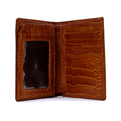 HJ2119 - Bóp nam Huy Hoàng vân cá sấu kiểu đứng màu da